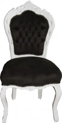 Produktbild von Casa Padrino Barock Esszimmer Stuhl Schwarz / Weiß - Möbel Antik Stil