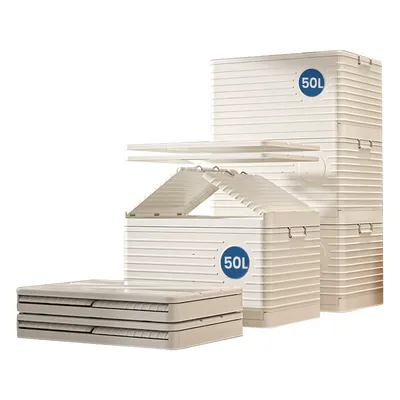Produktbild von Heikoeco®  Faltbare Plastikbox mit Deckel groß, Stapelbare Boxen Aufbewahrung auf Rollen, Staubschutz, Robuste Schnappverschlüsse (50L)49.5x35x29 cm