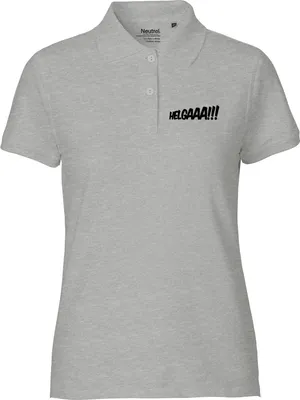 Produktbild von Huuraa Damen Polo Shirt Helgaaa Schriftzug XXL Sport Grey Bio Baumwolle Fairtrade Poloshirt Geschenkidee