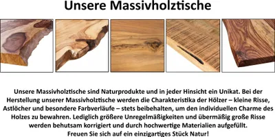 Produktbild von Esstisch Baumkante massiv Akazie Natur 300 x 100 X-Gestell schwarz CALI
