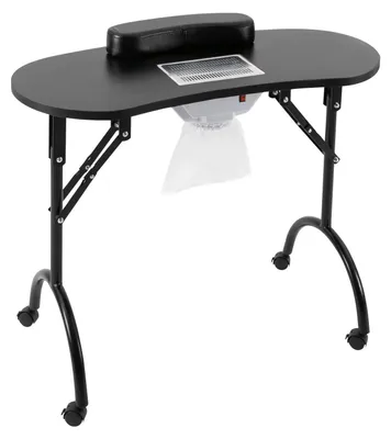 Produktbild von Maniküretisch - Klappbarer Nageltisch - Staubabsaugung 5,5 W 100 CFM - 220–240 V 50 Hz - MDF/Metallgestell - Mit Rollen - Schwarz