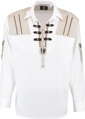 Produktbild von Trachtenhemd für Lederhosen mit Verzierung weiß, Größe:L