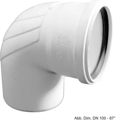 Produktbild von REHAU RAUPIANO PLUS, Bogen, DN 90, 87 Grad, wandverstärkt, 1 Stk.