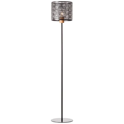 Produktbild von BRILLIANT schwarze Stehleuchte SANTY | Stehlampe mit Lichteffekten durch den Schirm | 1x E27 Fassung max. 52W | Metall/Bambus