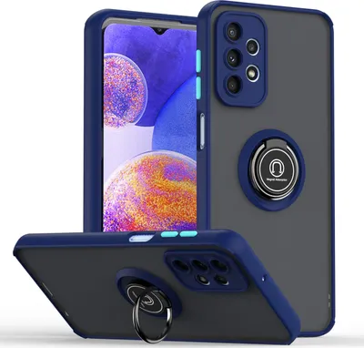 Produktbild von Samsung A23 Hülle, Ring Halter Ständer Matte Transluzent TPU Rahmen Stoßfest Schutzhülle für Samsung Galaxy A23 5G / 4G Blau