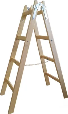 A wooden A-frame stepladder.
