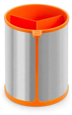 Produktbild von BRA Efficient | Drehbarer Behälter für Küchenutensilien, Edelstahl, Orange, 14,5 x 15 x 18 cm