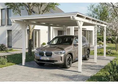 Produktbild von Einzelcarport SKAN HOLZ Emsland inkl. Pfostenanker 340 x 604 cm weiß