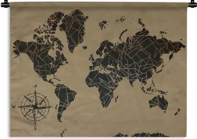 Produktbild von MuchoWow® Wandteppich Wandbehang Weltkarte - Abstrakt - Braun 60x45 cm Tapisserie Dekoration Wandtuch - Das Schlafzimmer