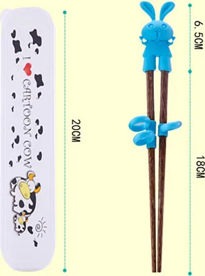 Image de 1 paire de baguettes en bois pour enfants Baguettes en bois cartoon pour enfants Baguettes d'apprentissage faciles à utiliser Baguettes d'apprentissage pour enfants pour enfants
