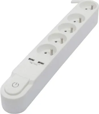 Zdjęcie produktu dla Listwa zasilająca CHACON, 5 gniazd 16A, 2 porty USB, kabel 3m, wyłącznik, czarna