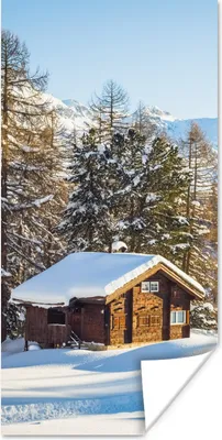 Produktbild von MuchoWow® Poster Hütte in den Bergen der Schweiz im Winter 20x40 cm - Plakat - Foto