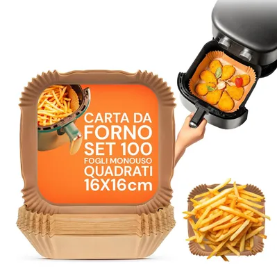 Backpapier für Heißluftfritteuse, 16 cm, 50 Stück, quadratisch