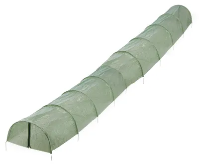 Produktbild von Relaxdays Folientunnel, 7 m Länge, PE-Folie mit Reißverschluss, 10 Tunnelbögen, Frühbeet, Aufzucht, Pflanzentunnel, grün