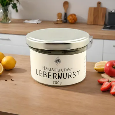 Produktbild von Hausmacher Leberwurst im Glas – Metzgerei Guber – traditionell & handgemacht