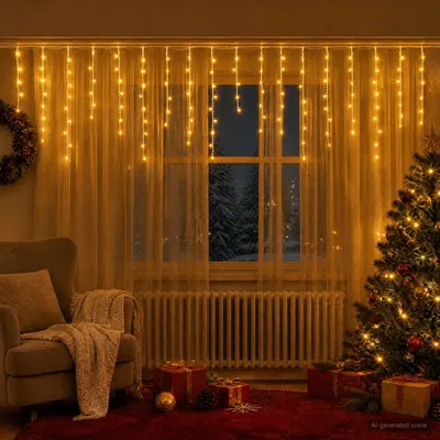 Imagen del producto de Cortina de luces 798 LED Blanco Cálido 2000 x 72 cm