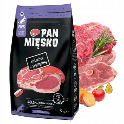 Zdjęcie produktu dla Karma sucha dla psa Pan Mięsko Cielęcina z jagnięciną chrupki M 9 kg senior
