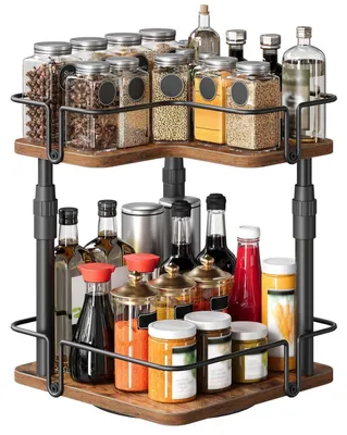 Produktbild von Gewürzregal drehbar 2-stufig Küchen-Organizer 360° drehbar höhenverstellbar