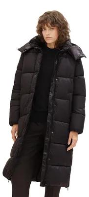 Produktbild von TOM TAILOR Damen Long Puffer Mantel mit abnehmbarer Kapuze , deep black, XL