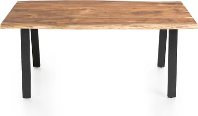 Produktbild von SalesFever Massiver Esstisch | 3,5 cm Akazie Natur Baumkante | 140 x 80 | V-Gestell Schwarz