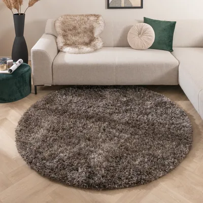 Produktbild von Volero - Shaggy Teppich Rund - Grace Grau - Ø 200 cm - Wohnzimmer, Esszimmer, Schlafzimmer - Industrielle, Ländlich, Modern, Skandinavisch