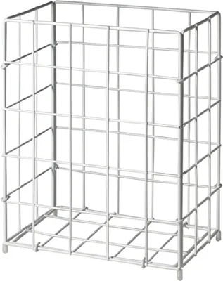 A white wire mesh bin or basket.