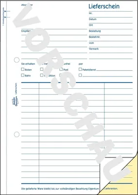 Produktbild von Formularbuch Lieferschein A5 selbstdurchschreibend VE=10x2x40 Blatt