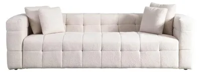 Produktbild von HOME DELUXE - Teddy Sofa COMO - Farbe: Beige, ca. 236 x 68 x 92 cm, Oberflächenoptik: Bouclé, inkl. Kissen I Samtsofa, Sofa, Wohnlandschaft