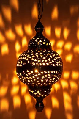 Produktbild von Orientalische Lampe Pendelleuchte Fahda Gold 50cm E27 Lampenfassung | Marokkanische Design Hängeleuchte Leuchte aus Marokko | Orient Lampen für Wohnzimmer Küche oder Hängend über den Esstisch