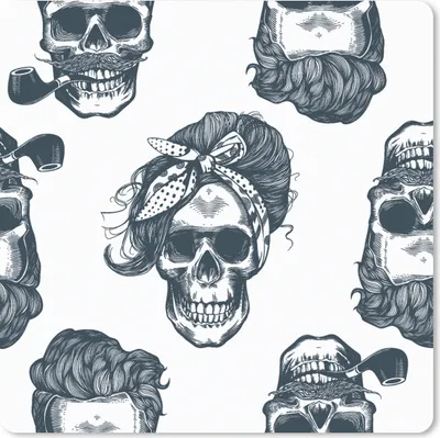 Produktbild von MuchoWow® Mauspad Mousepad Puber - Totenkopf - Kopftuch - Muster 20x20 cm - Mousepads - Maus Mat - Pad - Mausunterlage - Desk Mat - Bureauartikeln