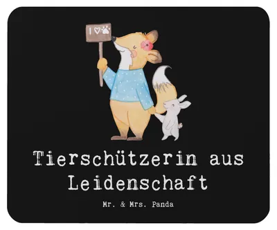 Produktbild von Mr. & Mrs. Panda Mauspad Tierschützerin Leidenschaft - Schwarz - Geschenk, Mousepad, laptop, mousematte, Mouse Pad
