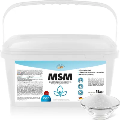 Produktbild von GOLDEN PEANUT MSM Methylsulfonylmethan Pulver 5 kg XXL - Reinheitsgrad 99,92%, Nahrungsergänzung, ohne Rieselhilfen