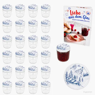 Produktbild von 25er Set Sturzglas 230ml To 82 Einmachglas Alpen Deckel Heft