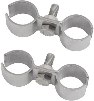 Produktbild von 2 Stück Rohrschelle, doppel, aus Edelstahl 304, für zwei Rohre, mit Schraube und Mutter, für Rohre mit einem Durchmesser von 42 mm