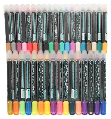 Immagine prodotto di Pennarelli acrilici a doppia punta, impermeabili, inodori, pennarelli lisci, set per il fai da te e progetti artistici, 36 colori