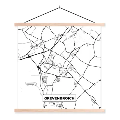 Produktbild von MuchoWow® Textilposter Grevenbroich - Karte - Stadtplan 120x120 cm mit holzfarbenen Rahmen - Textil-Poster