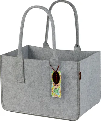 Produktbild von RAIKOU KULT Filz-Tasche Hochwertige Einkaufstasche, Strandtasche，Badetasche, Henkeltasche，Zeitungskorb, Filzkorb, Einkaufskorb, Grau