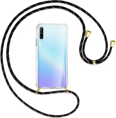 Produktbild von Handykette Backcover-Schutzhülle mit Band (Metall goldfarben) für Huawei P Smart Pro 2019 - schwarz/gold
