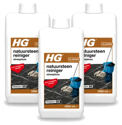 Produktbild von 3 x HG Natursteinreiniger streifenfrei für Hochglanzböden 1 l - Vorteilspackung - 3 Stücke