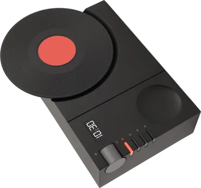 Produktbild von Vintage BT-Lautsprecher, Tischplatte, Retro-Uhr, drehbar, Plattenspieler-Form, für Zuhause, Büro, Schwarz