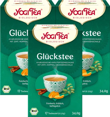 Produktbild von 3 x  YOGI TEA Glücks Tee | 3 x 34 g