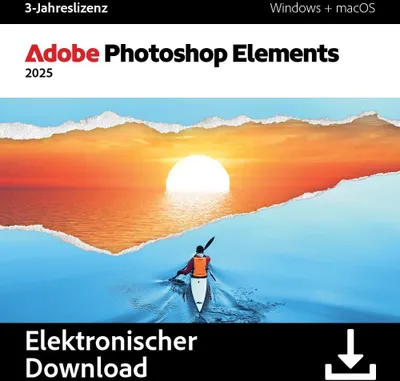 Produktbild von Adobe Premiere Elements 2025, Grafischer Editor, Deutsch, 1 Lizenz(en), Lizenz, 3 Jahr(e)