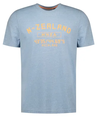 Produktbild von NZA New Zealand Auckland Herren T-Shirt Regular Fit Baumwoll-Mix Hellblau, Print, Gr. XXL