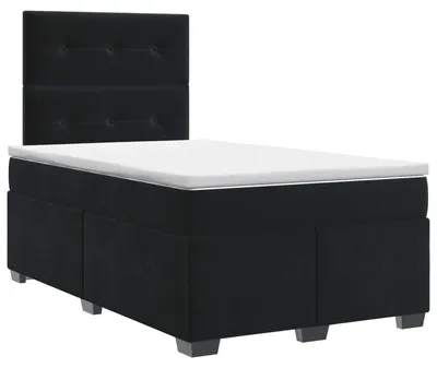 Image de vidaXL Lit boxspring avec matelas noir 120 x 190 cm velours