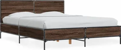 Produktbild von vidaXL Bettgestell Braun Eichen-Optik 140x200 cm Holzwerkstoff Metall