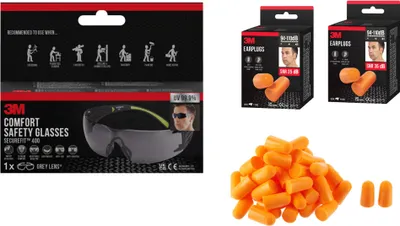 Produktbild von 3M™ SecureFit™ 400 Schutzbrille + 3M™ Gehörschutzstöpsel 60 Paar / 120 Stück