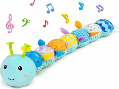 Produktbild von MODFU Sensorisches Raupe Plüschtier für Babys, mit Wachstumsmesser, Musik, Multisensory Spielzeug zur Förderung der frühen Entwicklung,Sicherer Plüsch
