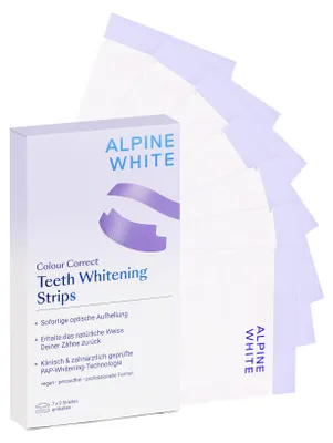 Produktbild von ALPINE WHITE Zahnaufhellungsstreifen Purple Whitening Strips Colour Correct mit Dual-Action Technologie Weiß One Size