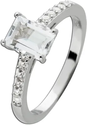 Produktbild von Topas Ring Silber 925 weißer Edelstein weiße Zirkonia Steine 18
