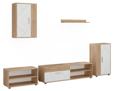 Image de Meuble-paroi Vicco Berno Chêne doré/Blanc Lot de 5 pièces, Model 59211
